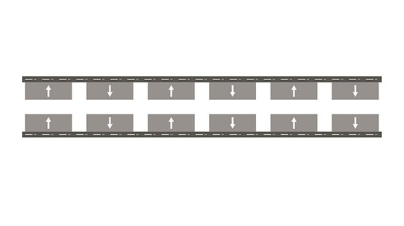 Magnetic track with U-profile in a North Pole to South Pole arrangement